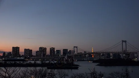 TOKYO, JAPAN : The five ring symbol of the Olympic Games. Time lapse shot. Stock Footage 125007103