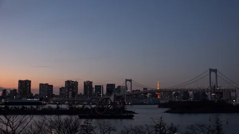 TOKYO, JAPAN : The five ring symbol of the Olympic Games. Time lapse shot. Stock Footage 125007174