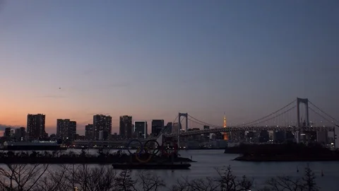 TOKYO, JAPAN : The five ring symbol of the Olympic Games. Time lapse shot. Stock Footage 125007220