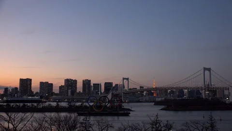TOKYO, JAPAN : The five ring symbol of the Olympic Games. Time lapse shot. Stock Footage 125007559