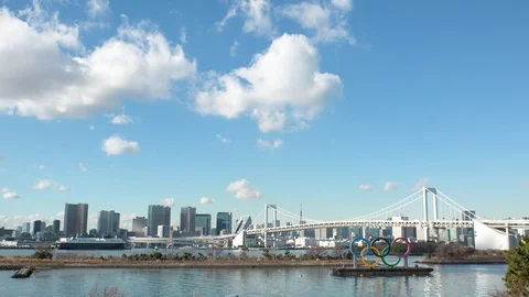 TOKYO, JAPAN : The five ring symbol of the Olympic Games. Time lapse shot. Stock Footage 126200531