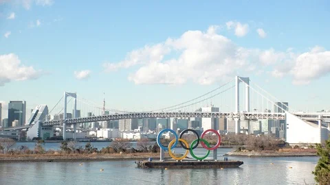 TOKYO, JAPAN : The five ring symbol of the Olympic Games. Time lapse shot. Stock Footage 126200655