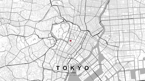 Tokyo Japan map with red location pin marker Stock-Footage 333698956