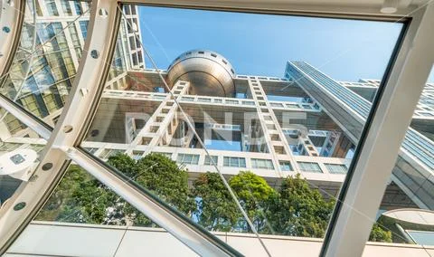 TOKYO, JAPAN - MAY 2016 : The futuristic Fuji TV Building in Odaiba. its futu Stock Photos