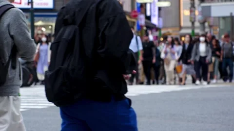 TOKYO, JAPAN : Slow motion shot of crowd of people walking at Shibuya. Stock Footage 249708853