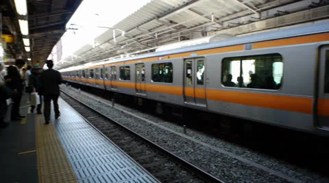 Tokyo Japan Train Platform Approach Stock Footage 24866033