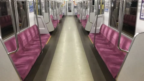 TOKYO, JAPAN : View inside empty train. Stock Footage 137640267