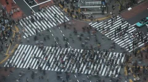 Tokyo Large Crowd Commuters Anonymous People Walk Crowded City Street Time Lapse Stock Footage 11272238