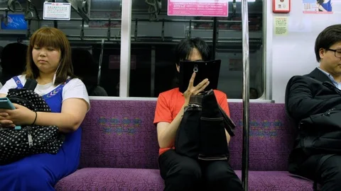 Tokyo Metro Subway Commuters Stock Footage 111447209