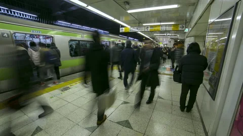 Tokyo Metro Subway Platform Timelapse Stock Footage 238960940