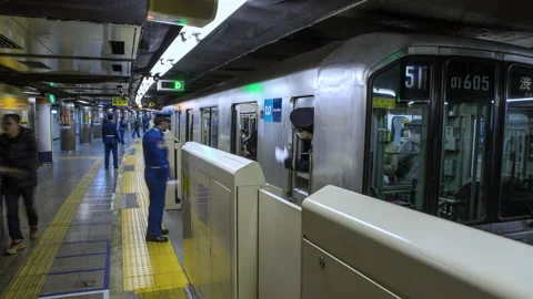 Tokyo Metro Subway Platform Timelapse Stock Footage 238962504