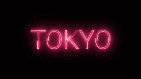 Tokyo neon text animation on black background Stock Footage 292740637