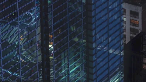 Tokyo Night Cityscape Time-lapse skyscraper reflections Stock Footage 344835454