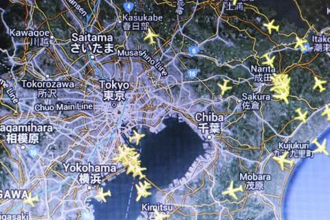 Tokyo on the radar map Stock Photos