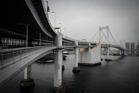Tokyo Rainbow Bridge (monochrome processing) Stock Photos