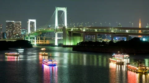 Tokyo Rainbow Bridge - Sharp HD time lapse Video stock 308160