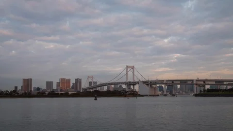 Tokyo Rainbow Bridge Timelapse Stock Footage 97257641