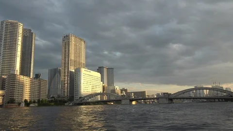 Tokyo from the river 스톡 동영상 96168040