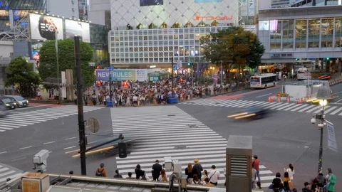 Tokyo Shibuya crossing timelapse at rush hour Stock Footage
