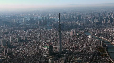 Tokyo Sky Tree Aerial view from Helicopter Stock Footage 48165893