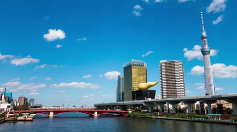 Tokyo Sky Tree and sumida river time lapse Stock Footage 39393240