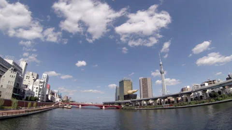 Tokyo Sky Tree and sumida river time lapse Stock Footage 39393305