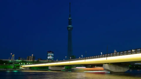 Tokyo Sky Tree light up night view time lapse Video stock 39392515