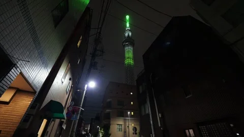 Tokyo Sky Tree Special Green Lighting 2026 Stock Footage 336942081