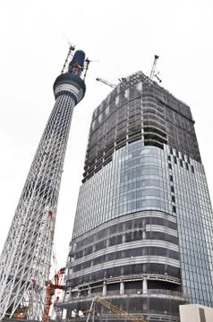 Tokyo sky tree tower during underconstruction at tokyo, japan Stock Photos
