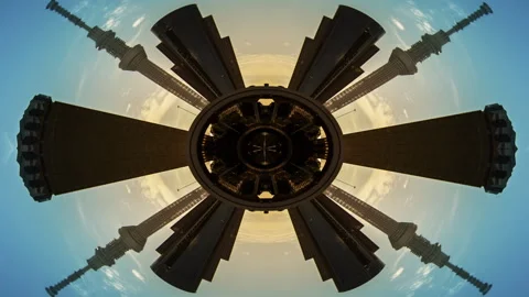 Tokyo skyline made into abstract tiny planet pattern Stock Footage 319936201