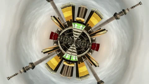 Tokyo skyline made into abstract tiny planet pattern Stock Footage 319937323