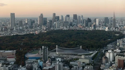 Tokyo Skyline at Sunset (time lapse) Stock Footage 119318979