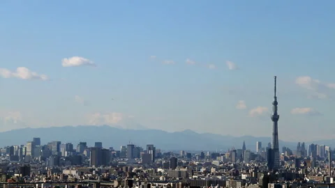 Tokyo Skytree and Mount Fuji Stock Footage 327614769