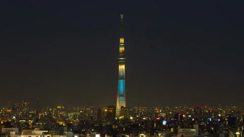 Tokyo Skytree Illuminated Elegance Stock Footage 327618771