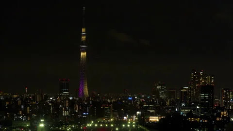 Tokyo Skytree Illuminated: A Night of Elegance Stock Footage 327619110