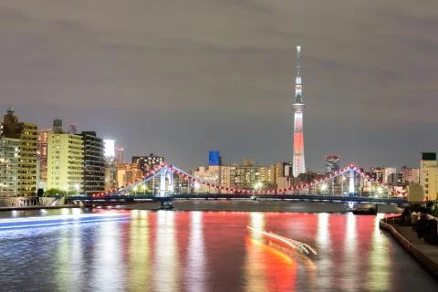 Tokyo skytree at night Stock Photos