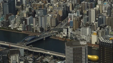 TOKYO SKYTREE Tembo Deck. Panoramic views of Tokyo higher up than anywhere else. Video stock 91953351