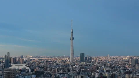 Tokyo Skytree Tower Aerial View with City Skyline in Japan Stock Footage 337258086
