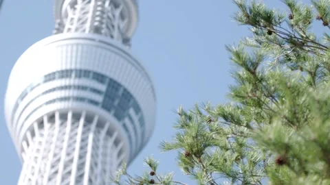 Tokyo Skytree tower close up HD Stock Footage 225378393
