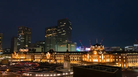 Tokyo Station Nightscape Time-lapse Photography Stock Footage 327622797