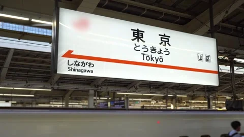 Tokyo Station Sign Close-up at Platform Stock Footage 268842825