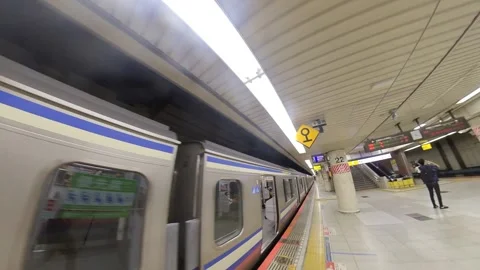 Tokyo Station underground platform to ground level at 8x speed-1 Stock Footage 187411804