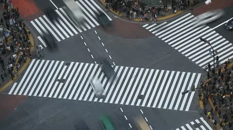 Tokyo Street Crosswalk Anonymous People Walk Crowd Commute Crossing Time Lapse Stock Footage