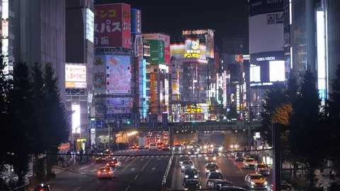 Tokyo streets at night 60p Stock Footage 100191753