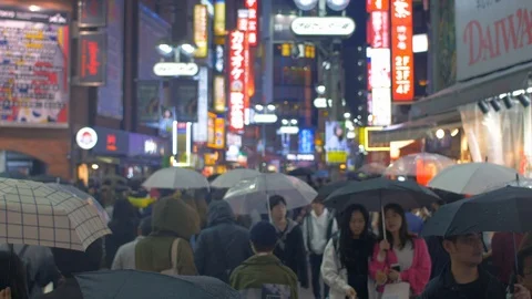 Tokyo streets at night Stock Footage