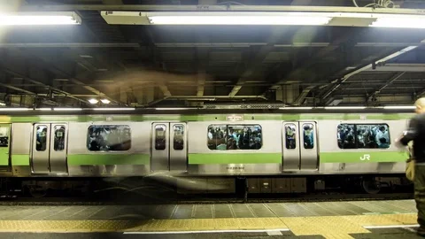 Tokyo Subway Station Train Rush Stock Footage 83434456