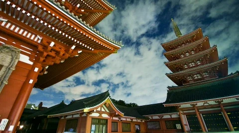 Tokyo Temples at Night - HD time lapse Stock Footage 308136