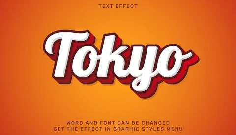Tokyo text effect template in 3d design Stock Illustration