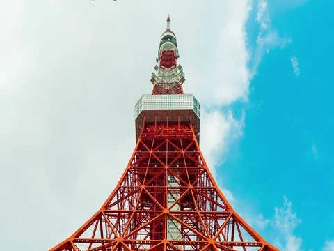 Tokyo tower in blue sky Stock Footage 72708215