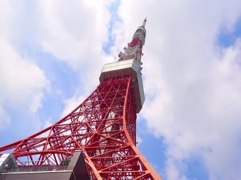 Tokyo tower from bottom in blue sky Stock Footage 71205325